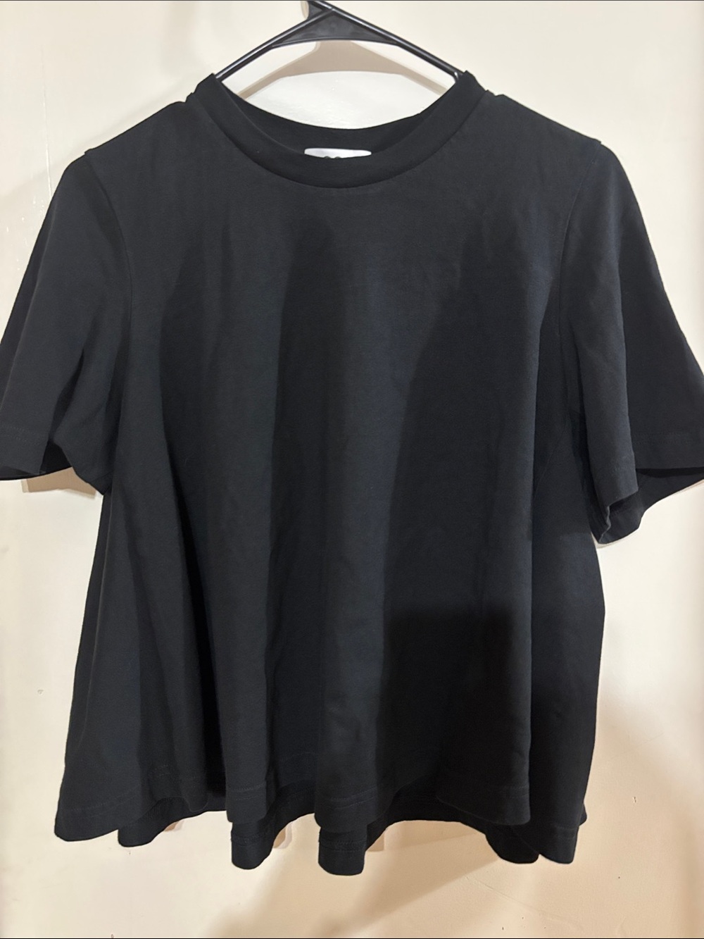 COS Black Short Sleeve Crewneck Top